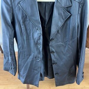 Black Leather Blazer Jacket